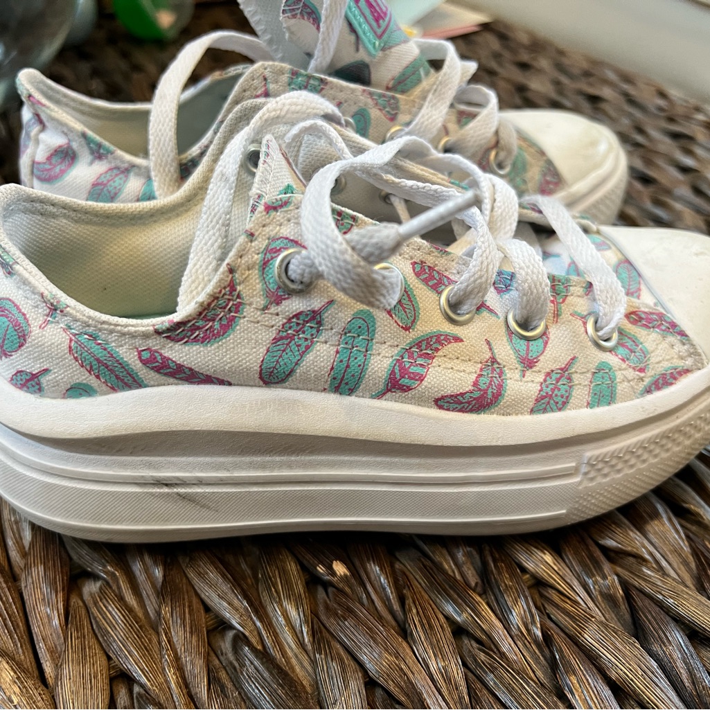 Platform Converse White Sneakers With Playful Print